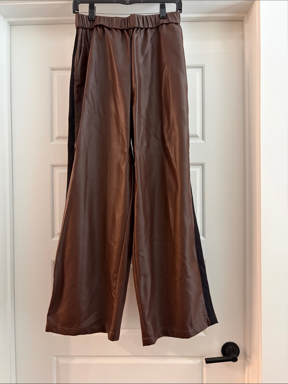 Anthropologie maeve faux-leather pull on track pants